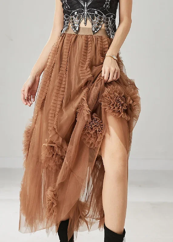 classy-brown-ruffled-stereoscopic-floral-tulle-skirt-spring