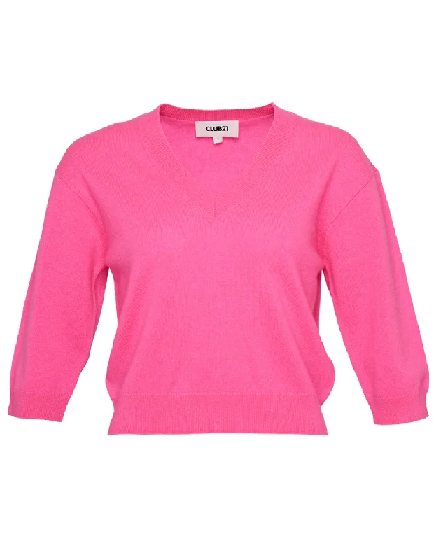 Recycled Cashmere V-Neck Cropped Sweater