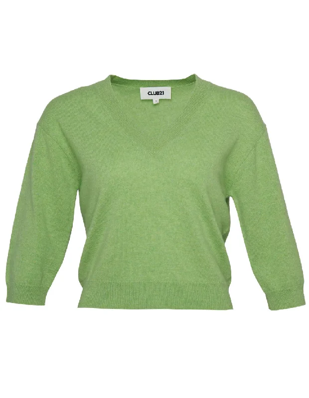 Recycled Cashmere V-Neck Cropped Sweater