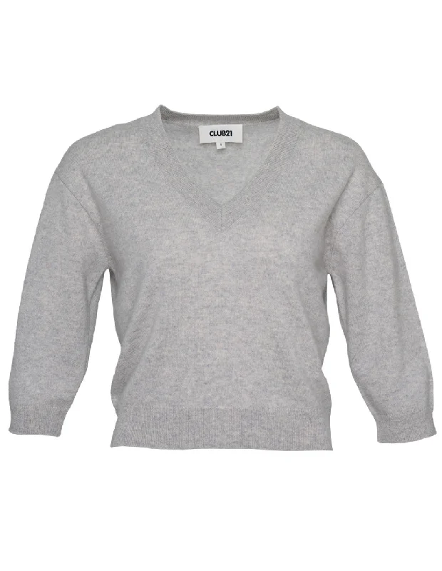 Recycled Cashmere V-Neck Cropped Sweater