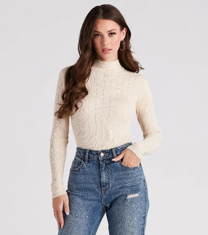 Coffee First Cable Knit Bodysuit