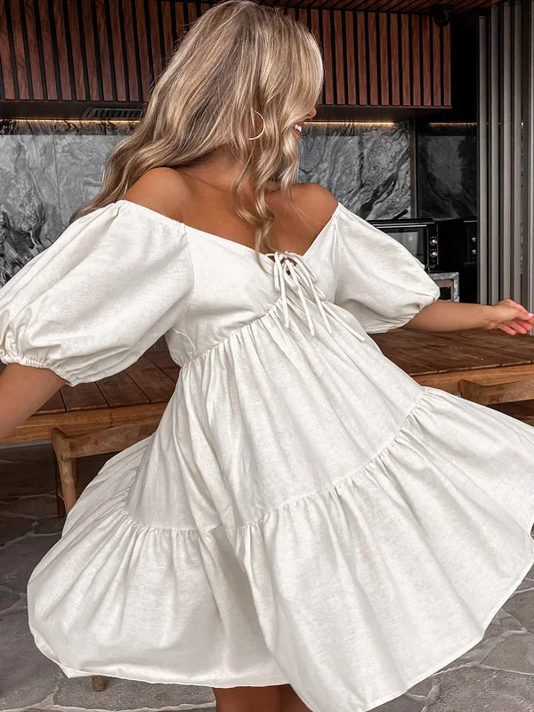 cotton-linen-puff-sleeve-dress