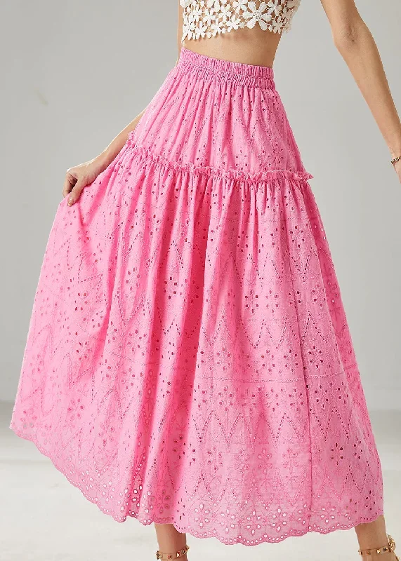 Fine Rose Ruffled Hollow Out Cotton Skirt Summer