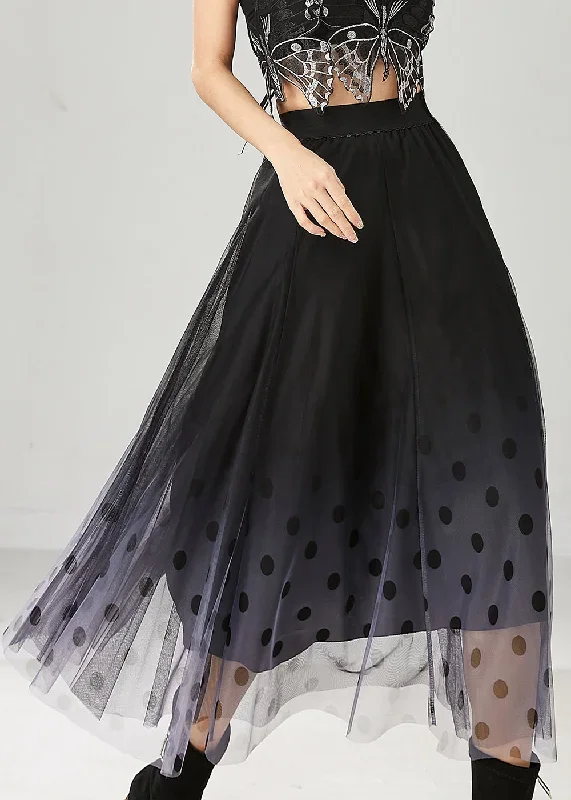 fitted-black-gradient-color-tulle-a-line-skirts-summer