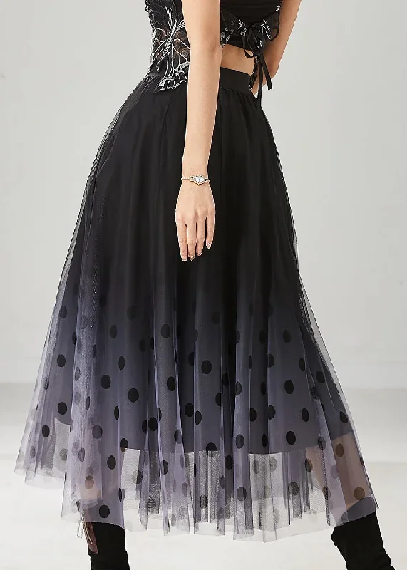 fitted-black-gradient-color-tulle-a-line-skirts-summer