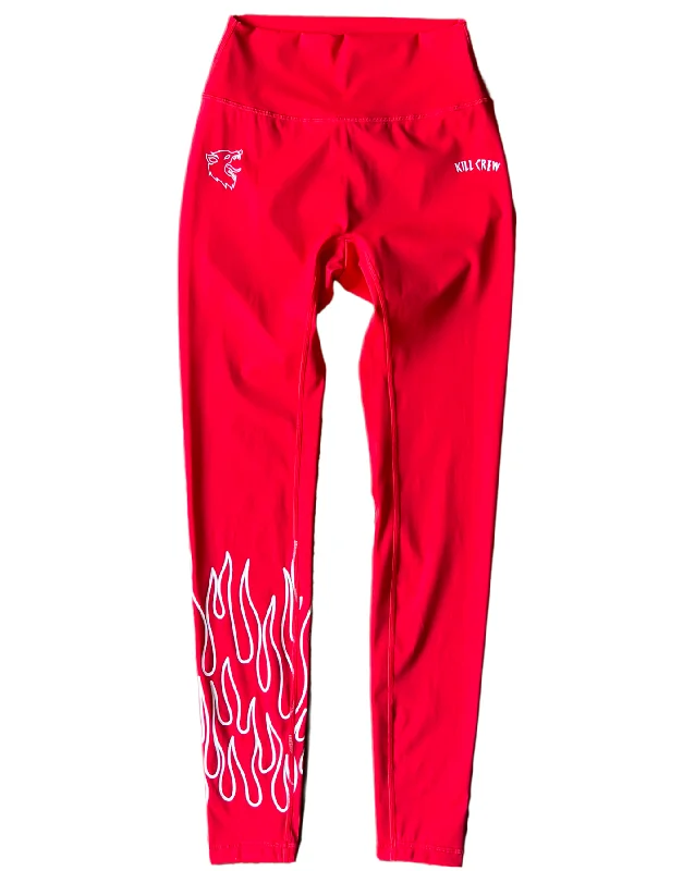 FLAME LEGGINGS - RED / WHITE