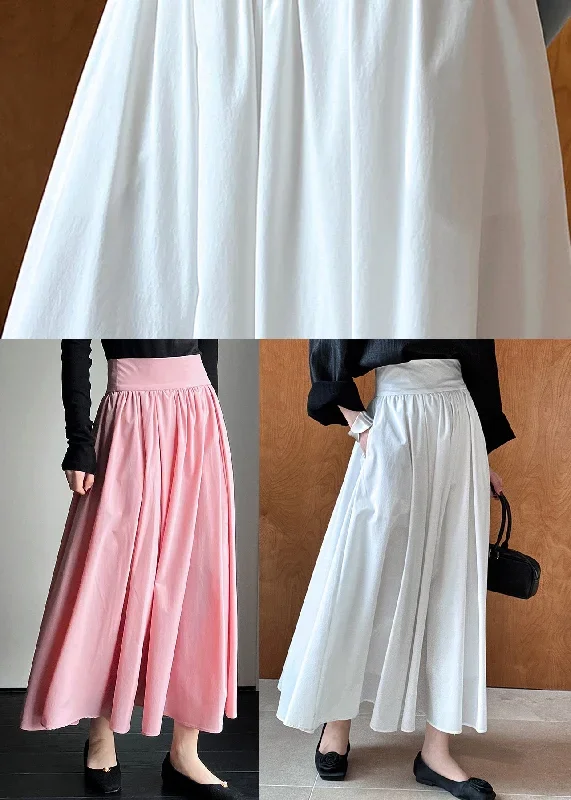 french-pink-high-waist-cotton-pleated-skirt-spring