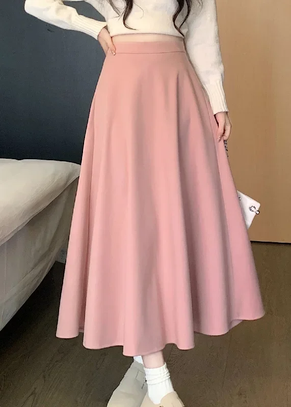 french-versatile-pink-high-waist-wrinkled-skirts-spring