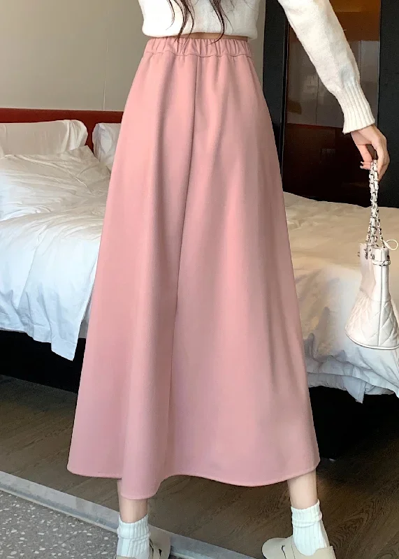 french-versatile-pink-high-waist-wrinkled-skirts-spring