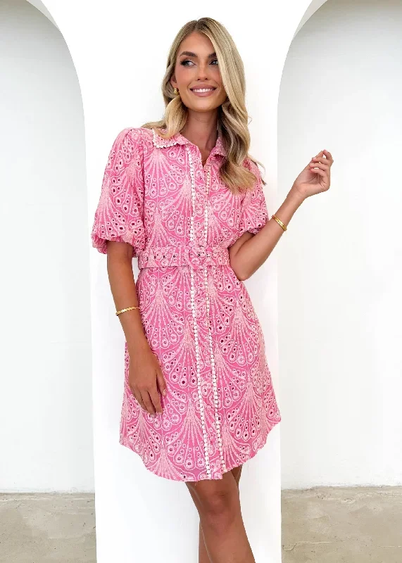 Geena Dress - Pink Anglaise