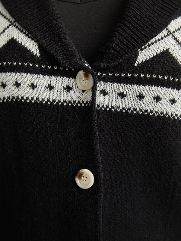 geometric-contrast-button-through-cardigan