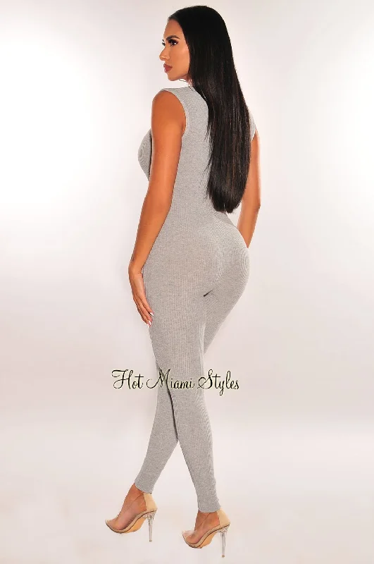 gray-ribbed-knit-low-plunge-sleeveless-jumpsuit