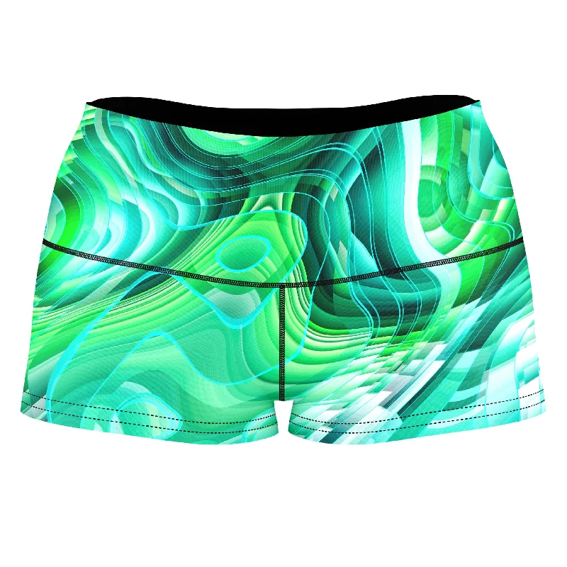 Green Schism High-Waisted Women's Shorts