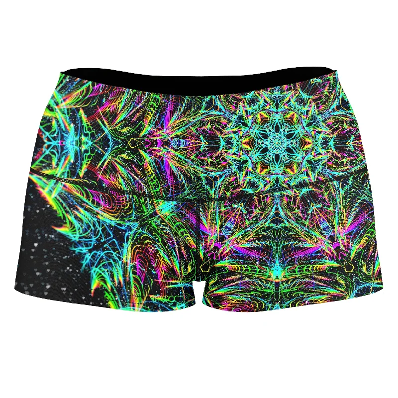 Green Warp High-Waisted Women's Shorts