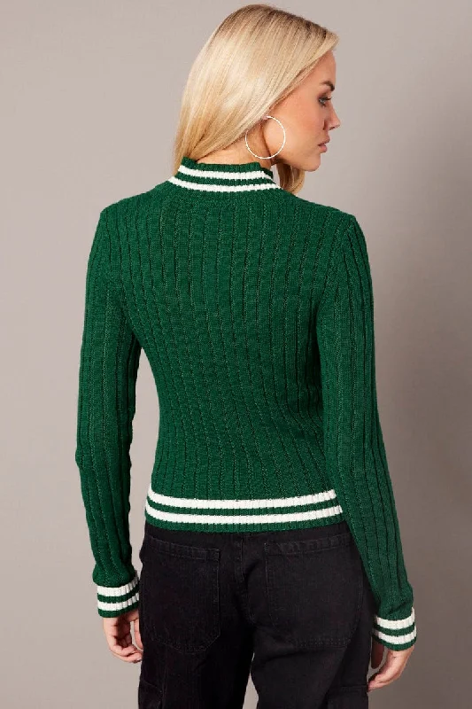 green-zip-up-cardigan-long-sleeve-mock-neck-stripe-trim-kn2533-41jb-1