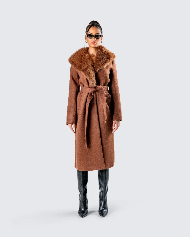 hala-brown-faux-fur-trim-coat