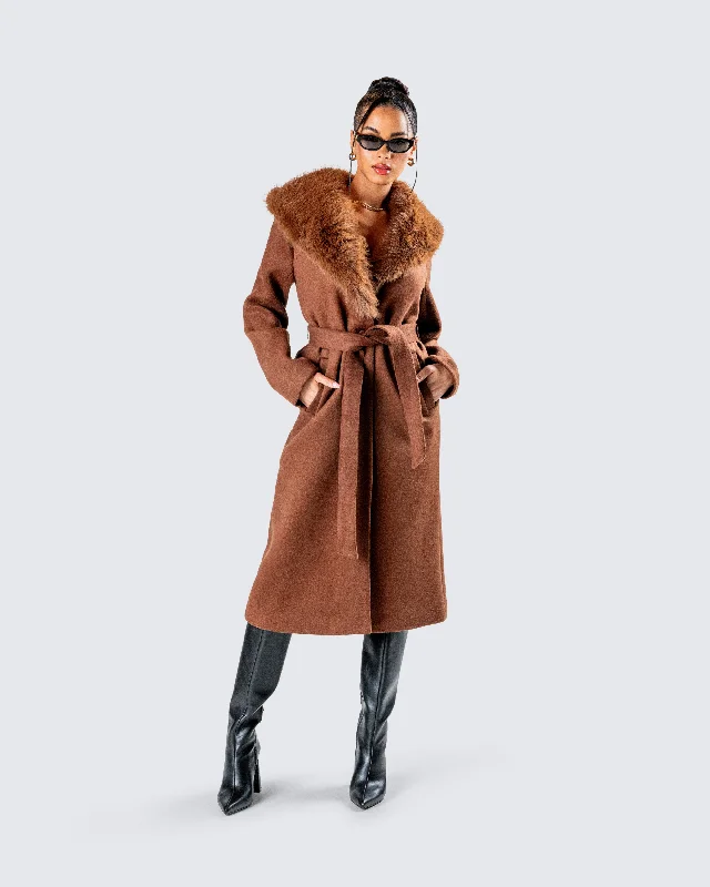 hala-brown-faux-fur-trim-coat