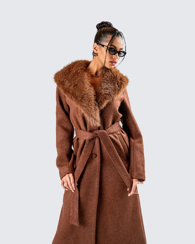 hala-brown-faux-fur-trim-coat