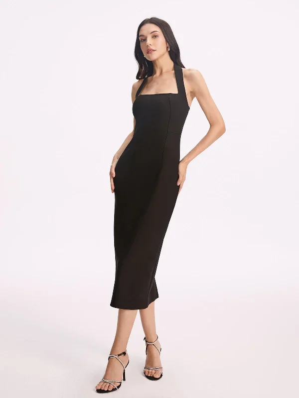 Halter Backless Split Dress