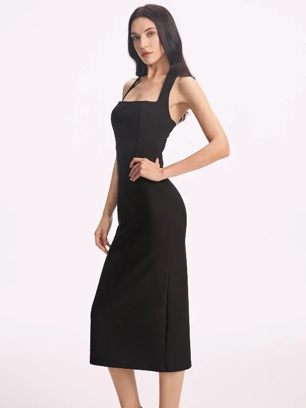 halter-backless-split-dress