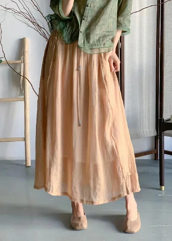 handmade-rose-wrinkled-pockets-lace-up-elastic-waist-linen-skirt-summer