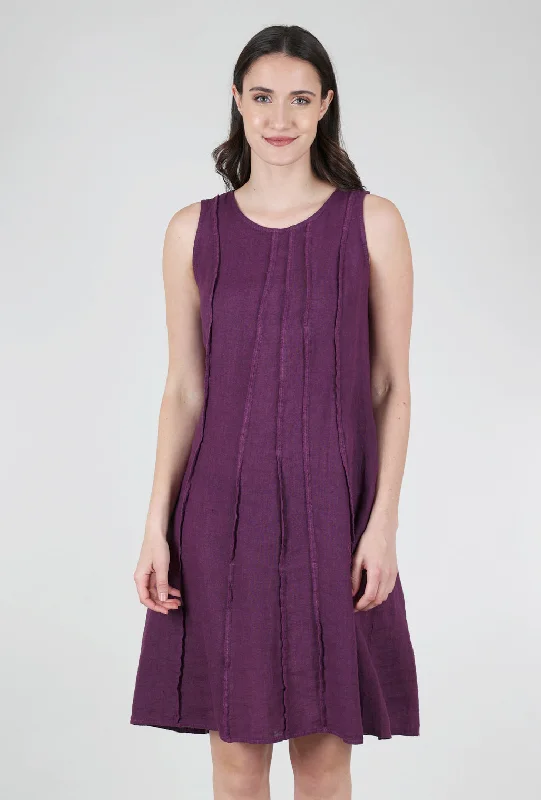 Princess Seam Linen Dress, Plum