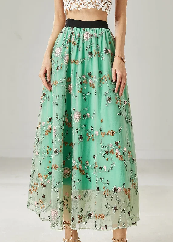 italian-green-embroidered-tulle-skirts-summer