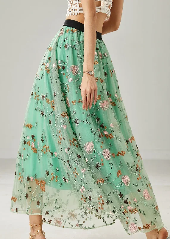 italian-green-embroidered-tulle-skirts-summer