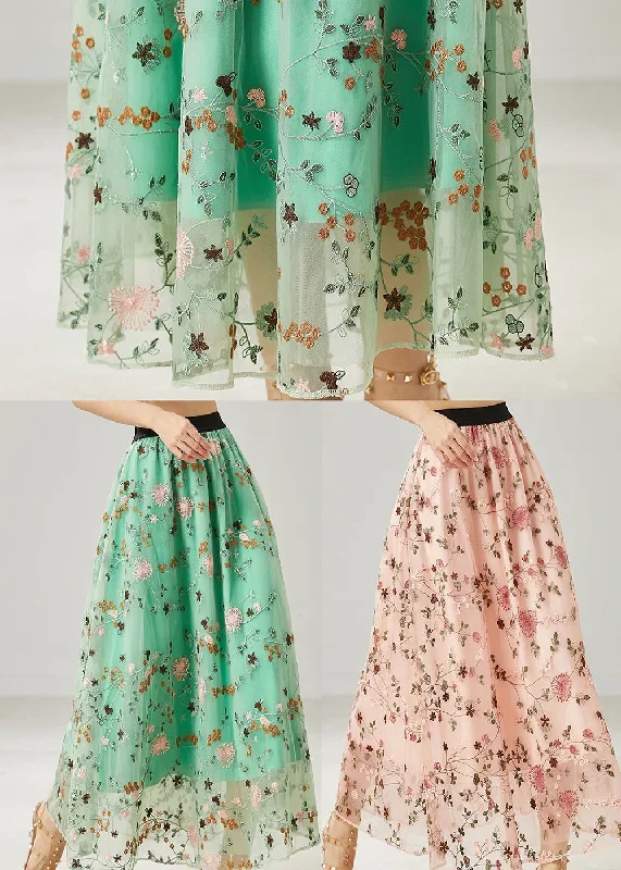 italian-green-embroidered-tulle-skirts-summer