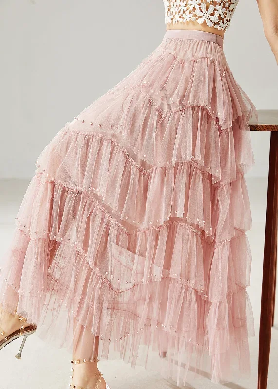 italian-pink-nail-bead-layered-tulle-beach-skirt-summer