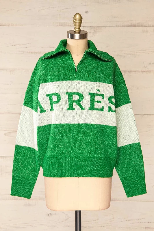 Kyzyl Green | Knit Quarter Zip Sweater