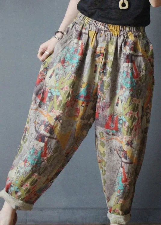 loose-pockets-elastic-waist-print-linen-harem-pants-summer