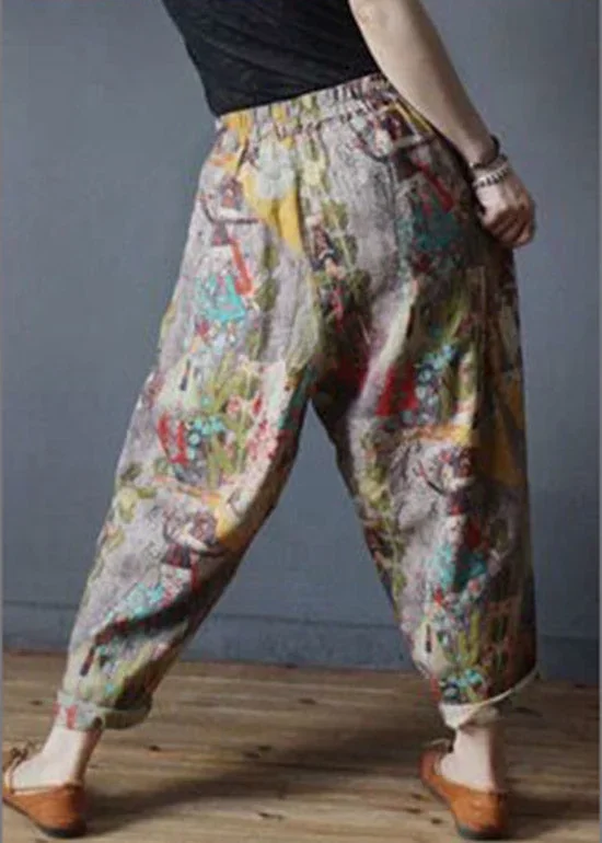 loose-pockets-elastic-waist-print-linen-harem-pants-summer