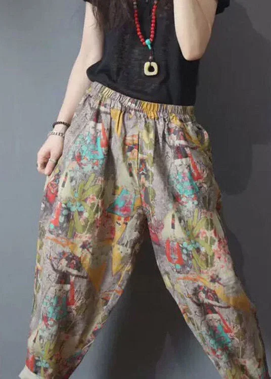 loose-pockets-elastic-waist-print-linen-harem-pants-summer