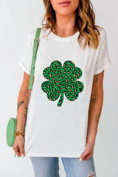 lucky-clover-round-neck-short-sleeve-t-shirt