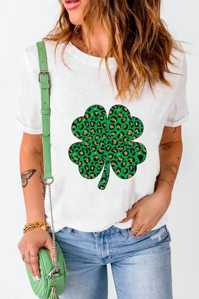 lucky-clover-round-neck-short-sleeve-t-shirt