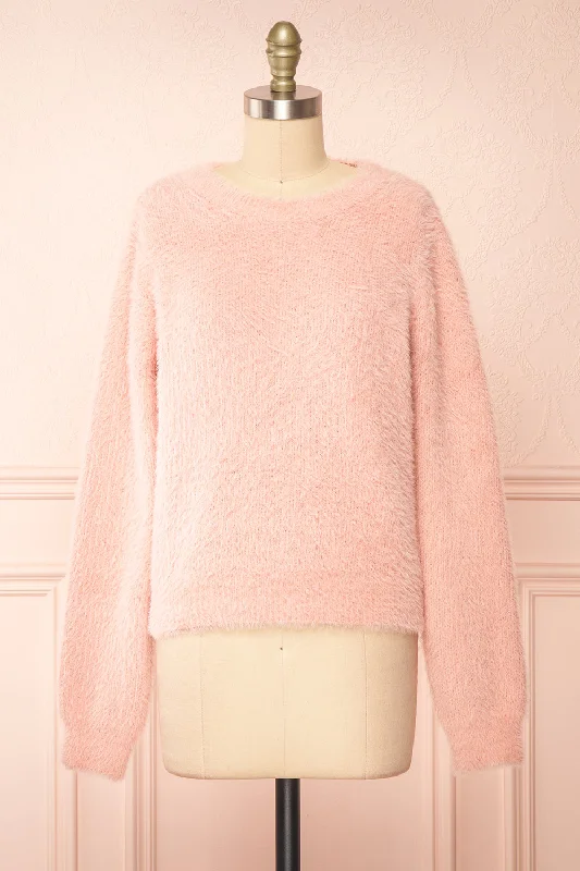 Marilla | Pink Fuzzy Knit Sweater