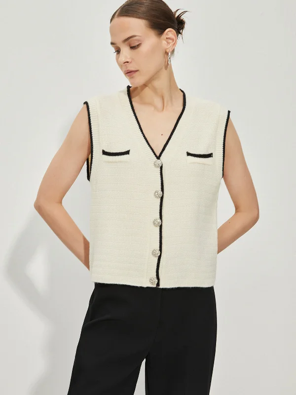 metal-button-contrast-trim-sweater-vest