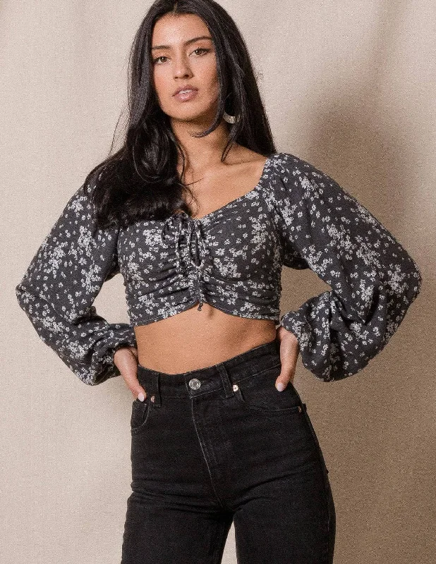 Mila Crop Top - Charcoal