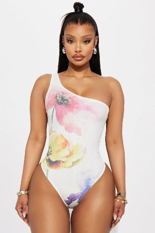 Morning Blooms One Shoulder Bodysuit - Ivory/combo