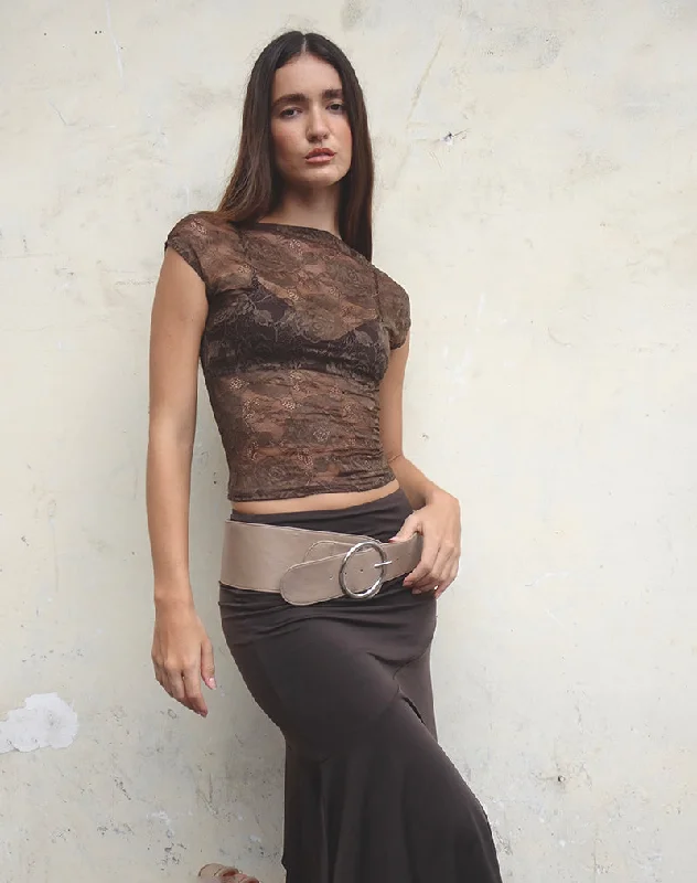 Nova Unlined Lace Top in Dark Brown