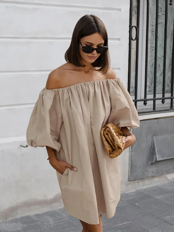 off-shoulder-cotton-blends-short-dress