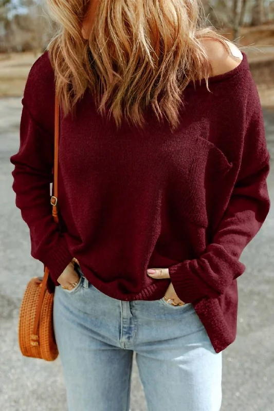 Off The Shoulder Sweater In Magenta