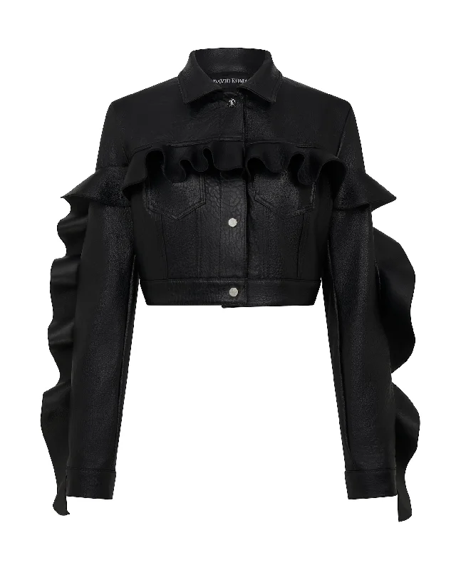 RUFFLE LEATHER JACKET