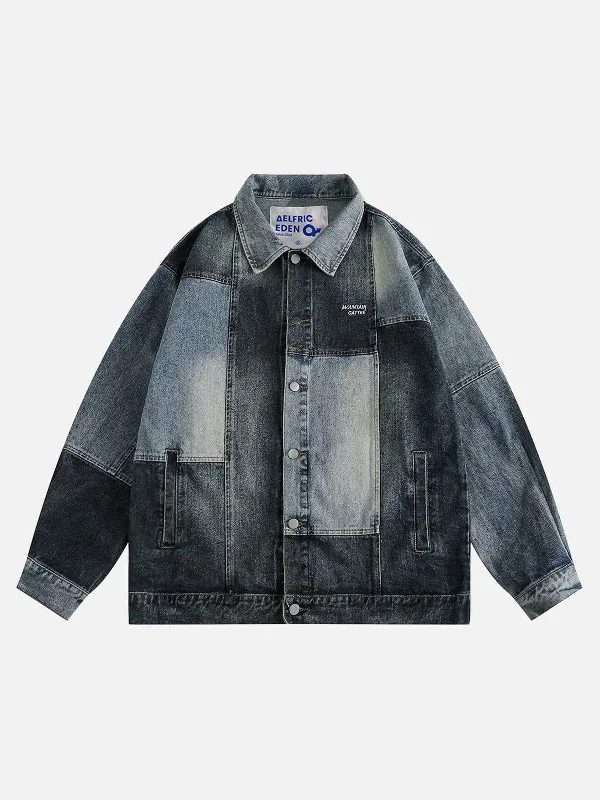 Aelfric Eden Patchwork Washed Denim Jacket