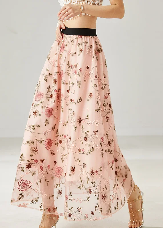 pink-tulle-a-line-skirts-embroidered-summer