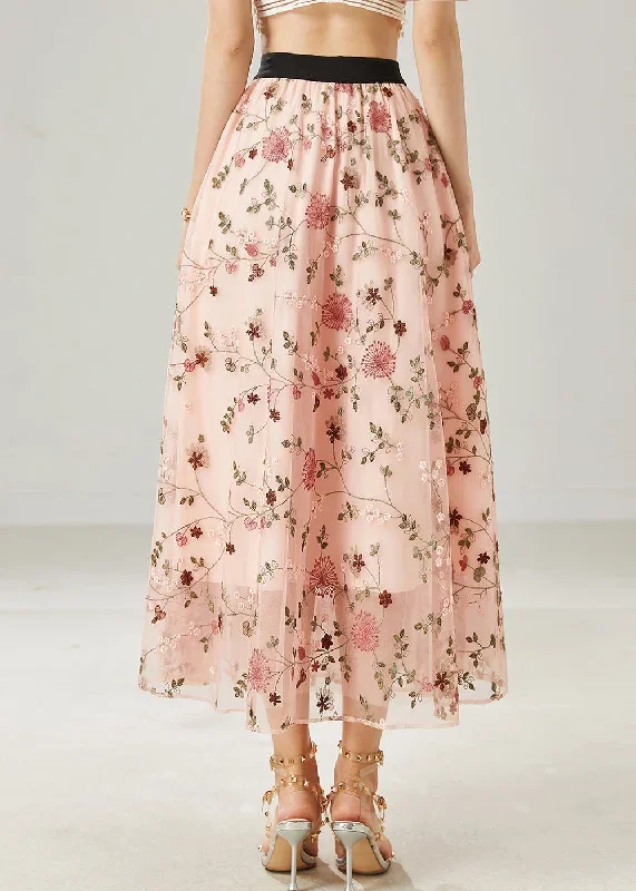 pink-tulle-a-line-skirts-embroidered-summer