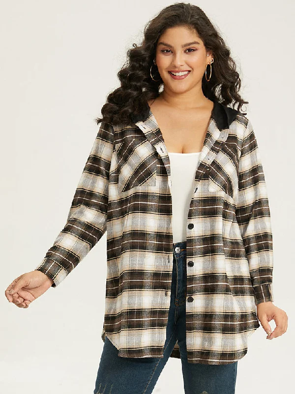 plaid-button-up-hooded-patchwork-coat