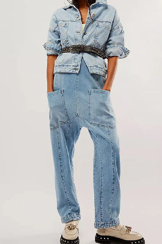 pocket-v-neck-suspender-denim-jumpsuit