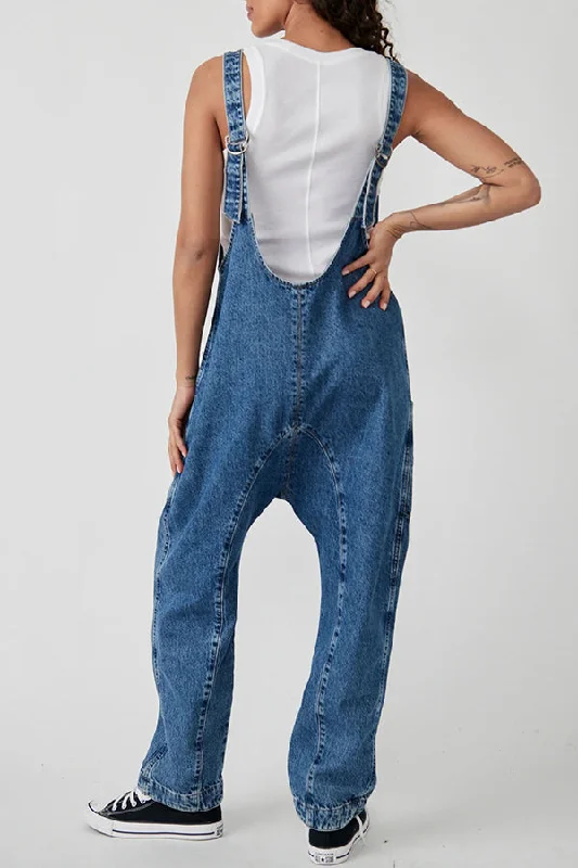 pocket-v-neck-suspender-denim-jumpsuit